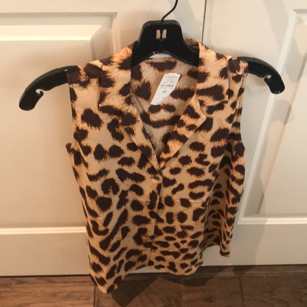 Cheetah short sleeve blouse